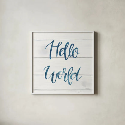 Sweet Baby Boy I White Wood Sq by Jenaya Jackson. Shown in a crisp white glass frame for a clean and minimalist style. Available as an archival giclee rolled canvas, fine art paper, or poster print. SKU 38435a.
