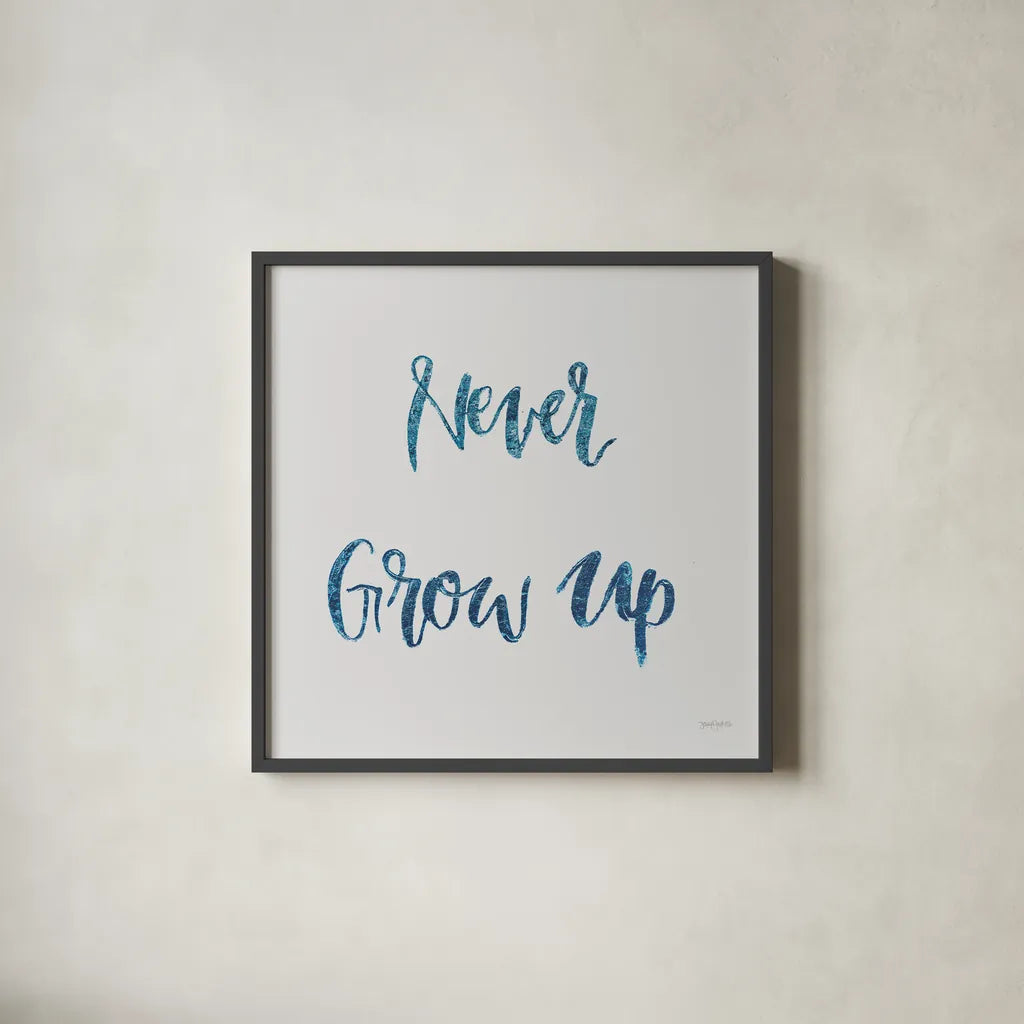 Sweet Baby Boy IV Grey Sq by Jenaya Jackson. Shown in a sleek black glass frame for a contemporary gallery look. Available as an archival giclee rolled canvas, fine art paper, or poster print. SKU 37315a.