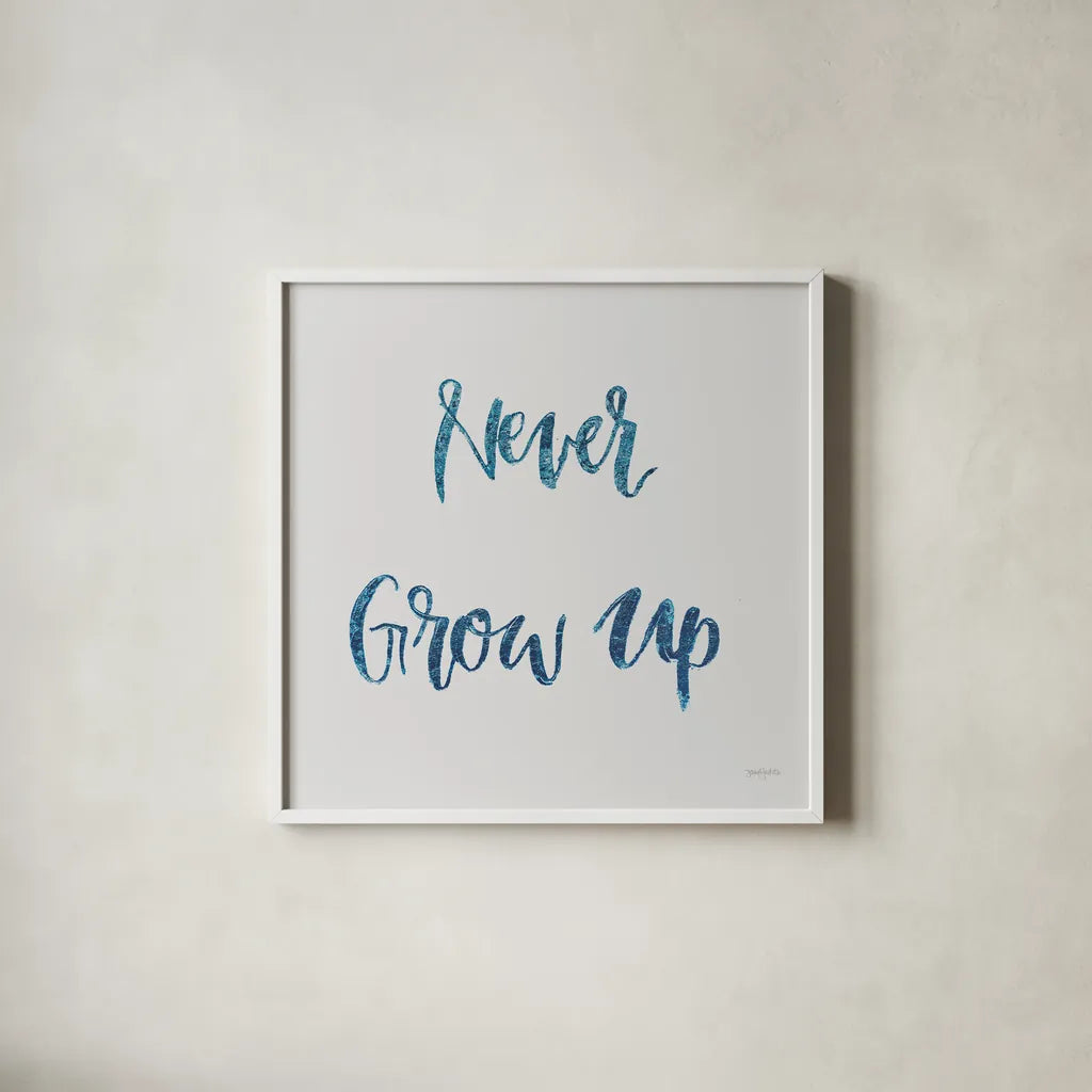 Sweet Baby Boy IV Grey Sq by Jenaya Jackson. Shown in a crisp white glass frame for a clean and minimalist style. Available as an archival giclee rolled canvas, fine art paper, or poster print. SKU 37315a.