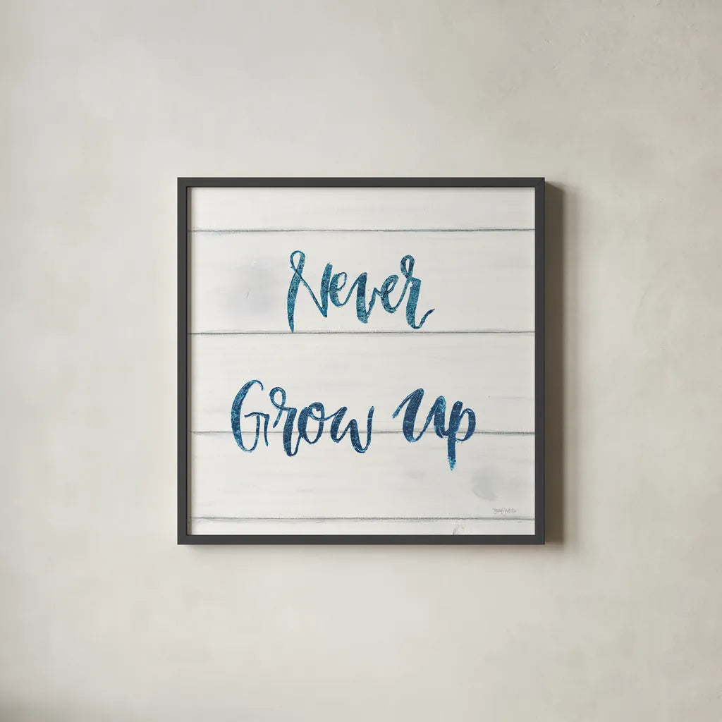 Sweet Baby Boy IV White Wood Sq by Jenaya Jackson. Shown in a sleek black glass frame for a contemporary gallery look. Available as an archival giclee rolled canvas, fine art paper, or poster print. SKU 38436a.