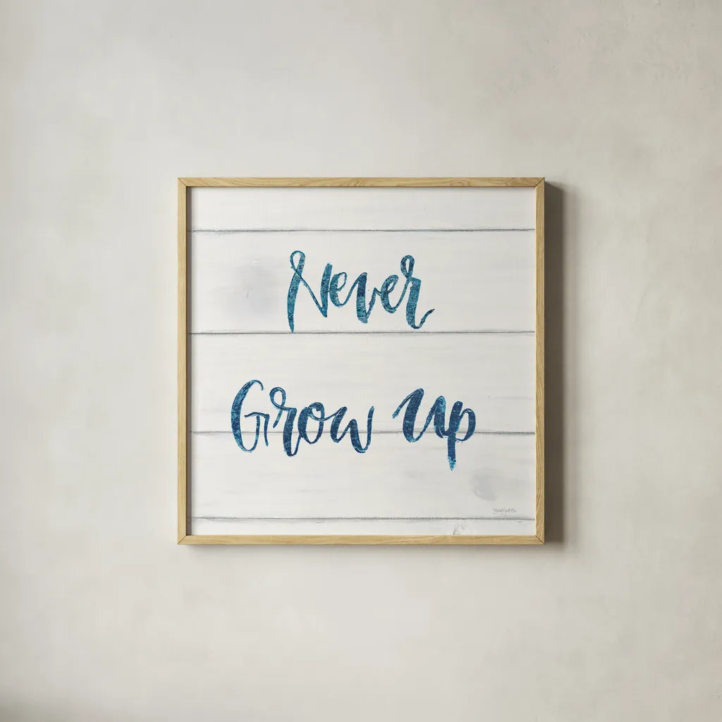 Sweet Baby Boy IV White Wood Sq by Jenaya Jackson. Shown in a natural wood glass frame for a timeless modern aesthetic. Available as an archival giclee rolled canvas, fine art paper, or poster print. SKU 38436a.