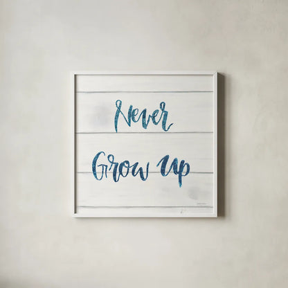 Sweet Baby Boy IV White Wood Sq by Jenaya Jackson. Shown in a crisp white glass frame for a clean and minimalist style. Available as an archival giclee rolled canvas, fine art paper, or poster print. SKU 38436a.