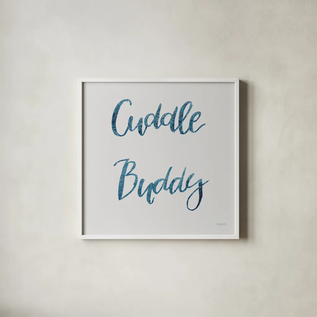 Sweet Baby Boy VI Grey Sq by Jenaya Jackson. Shown in a crisp white glass frame for a clean and minimalist style. Available as an archival giclee rolled canvas, fine art paper, or poster print. SKU 37316a.