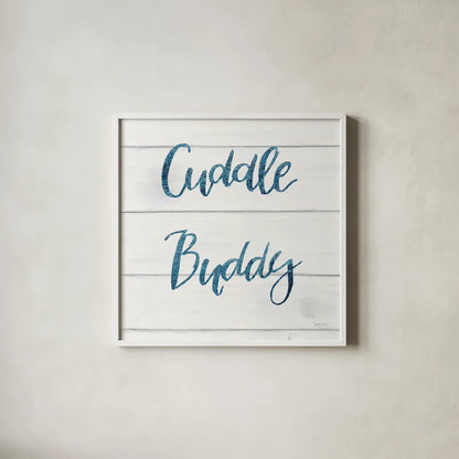 Sweet Baby Boy VI White Wood Sq by Jenaya Jackson. Shown in a crisp white glass frame for a clean and minimalist style. Available as an archival giclee rolled canvas, fine art paper, or poster print. SKU 38437a.