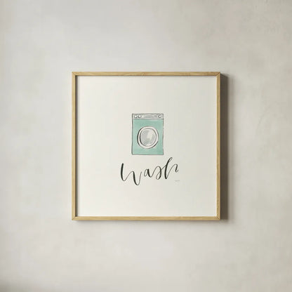 Wash Dry Fold Repeat I by Jenaya Jackson. Shown in a natural wood glass frame for a timeless modern aesthetic. Available as an archival giclee rolled canvas, fine art paper, or poster print. SKU 74980a.