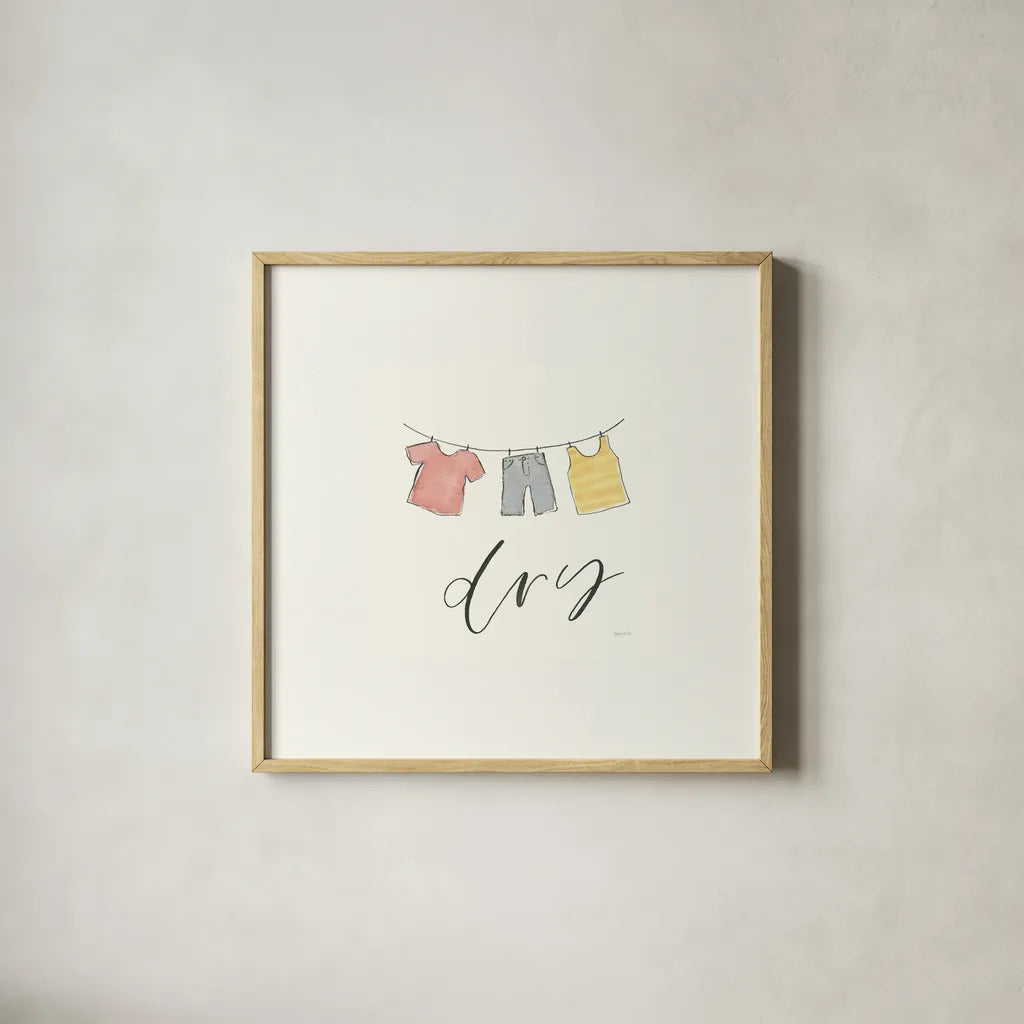 Wash Dry Fold Repeat II by Jenaya Jackson. Shown in a natural wood glass frame for a timeless modern aesthetic. Available as an archival giclee rolled canvas, fine art paper, or poster print. SKU 74981a.