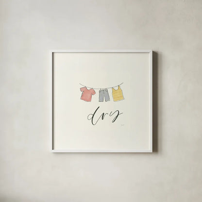 Wash Dry Fold Repeat II by Jenaya Jackson. Shown in a crisp white glass frame for a clean and minimalist style. Available as an archival giclee rolled canvas, fine art paper, or poster print. SKU 74981a.