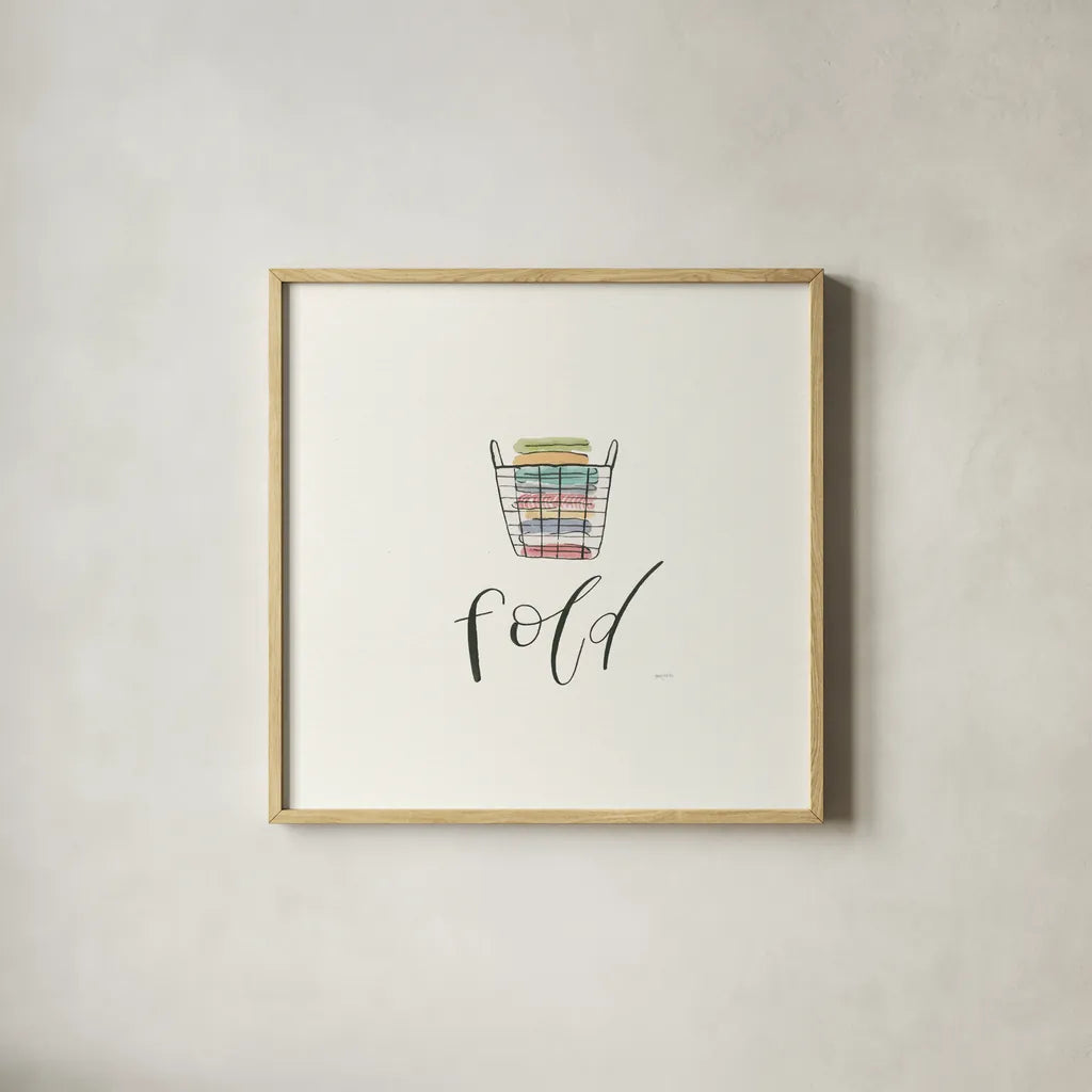 Wash Dry Fold Repeat III by Jenaya Jackson. Shown in a natural wood glass frame for a timeless modern aesthetic. Available as an archival giclee rolled canvas, fine art paper, or poster print. SKU 74982a.