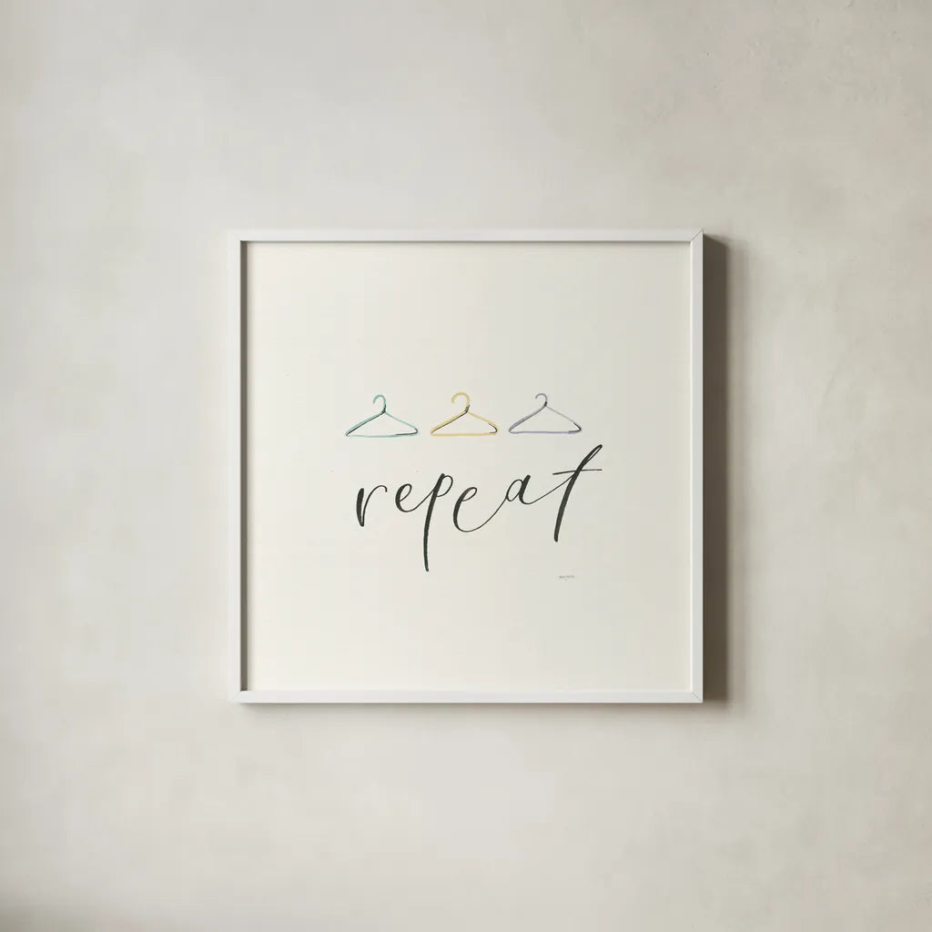 Wash Dry Fold Repeat IV by Jenaya Jackson. Shown in a crisp white glass frame for a clean and minimalist style. Available as an archival giclee rolled canvas, fine art paper, or poster print. SKU 74983a.