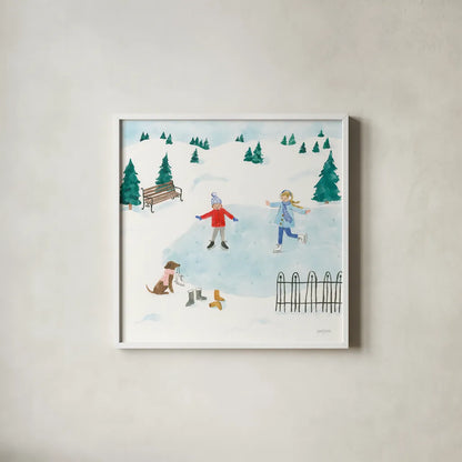 Winter Scene III by Jenaya Jackson. Shown in a crisp white glass frame for a clean and minimalist style. Available as an archival giclee rolled canvas, fine art paper, or poster print. SKU 62104a.