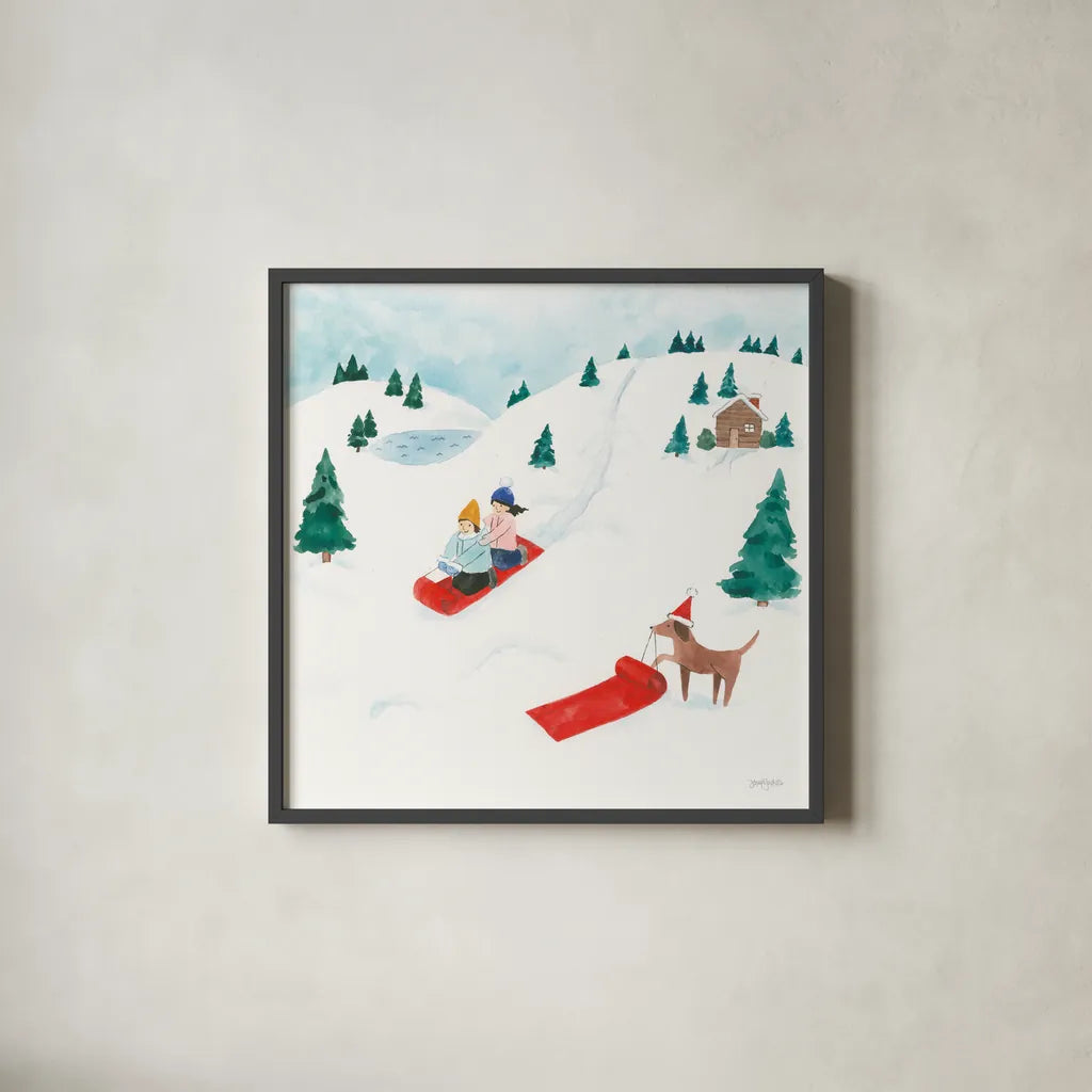 Winter Scene IV by Jenaya Jackson. Shown in a sleek black glass frame for a contemporary gallery look. Available as an archival giclee rolled canvas, fine art paper, or poster print. SKU 62105a.