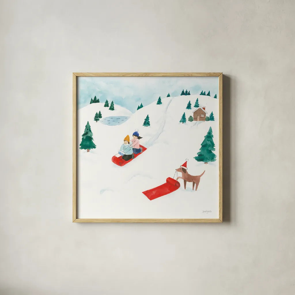 Winter Scene IV by Jenaya Jackson. Shown in a natural wood glass frame for a timeless modern aesthetic. Available as an archival giclee rolled canvas, fine art paper, or poster print. SKU 62105a.