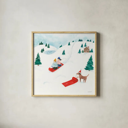 Winter Scene IV by Jenaya Jackson. Shown in a natural wood glass frame for a timeless modern aesthetic. Available as an archival giclee rolled canvas, fine art paper, or poster print. SKU 62105a.