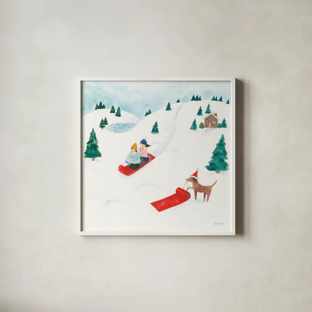 Winter Scene IV by Jenaya Jackson. Shown in a crisp white glass frame for a clean and minimalist style. Available as an archival giclee rolled canvas, fine art paper, or poster print. SKU 62105a.