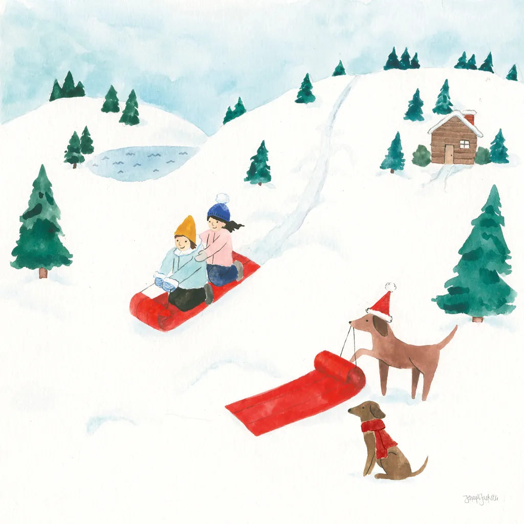 Winter Scene IV Dogs by Jenaya Jackson. SKU 73251a. Archival Giclee Fine art print for wall decor.