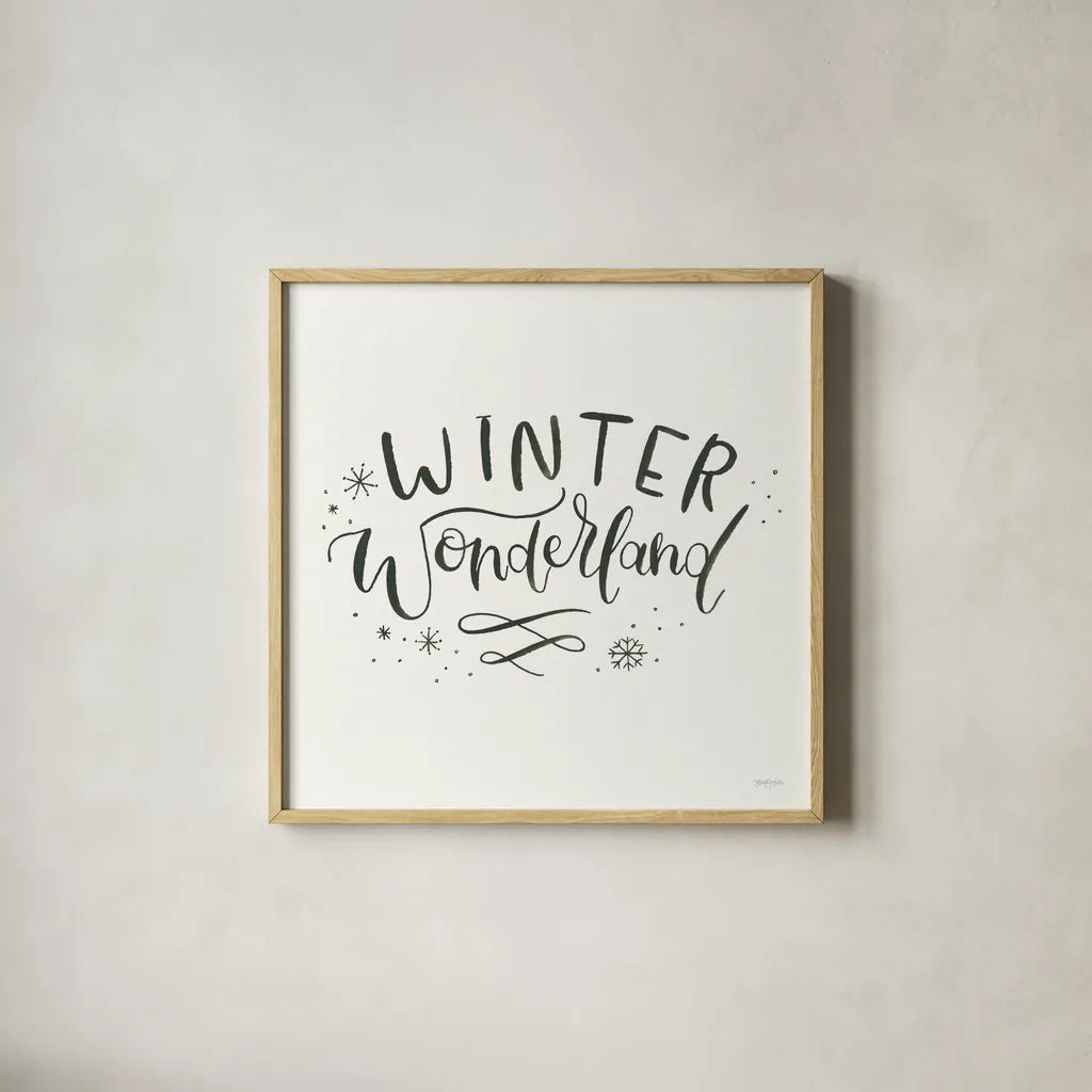 Winter Scene V by Jenaya Jackson. Shown in a natural wood glass frame for a timeless modern aesthetic. Available as an archival giclee rolled canvas, fine art paper, or poster print. SKU 62106a.