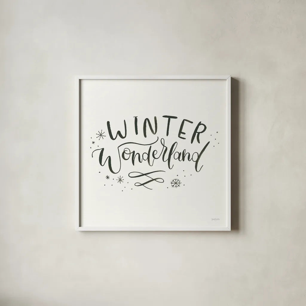 Winter Scene V by Jenaya Jackson. Shown in a crisp white glass frame for a clean and minimalist style. Available as an archival giclee rolled canvas, fine art paper, or poster print. SKU 62106a.