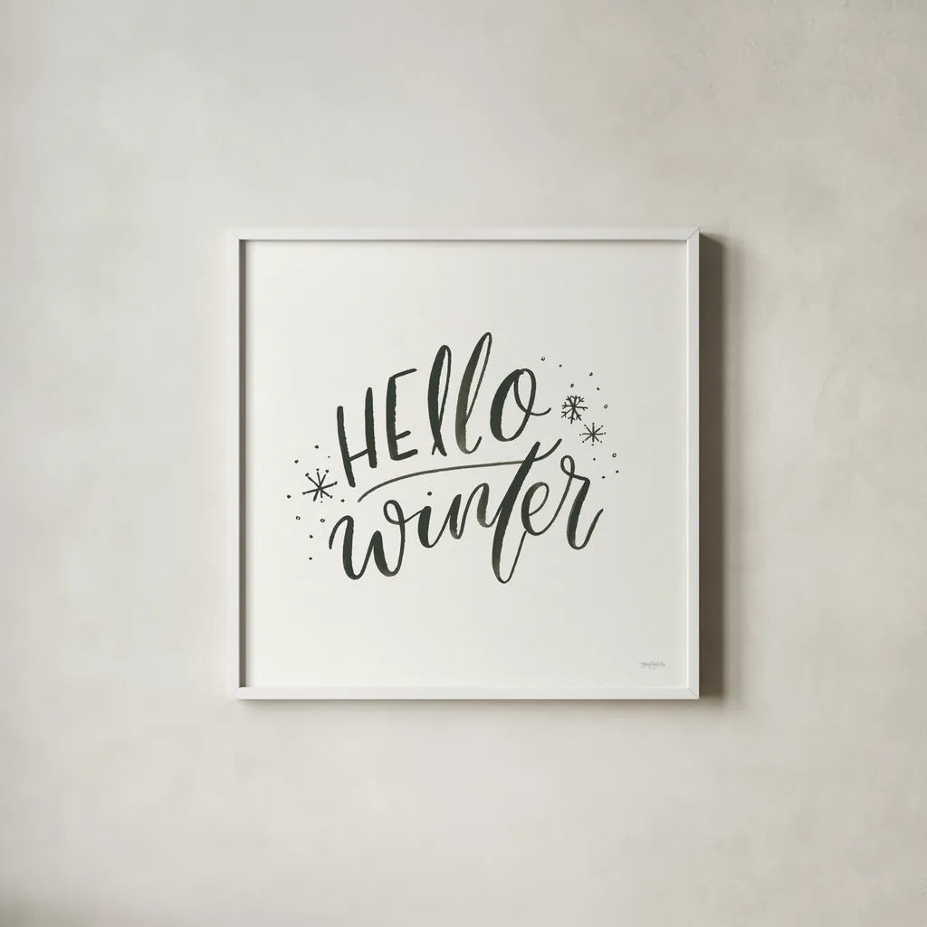 Winter Scene VII by Jenaya Jackson. Shown in a crisp white glass frame for a clean and minimalist style. Available as an archival giclee rolled canvas, fine art paper, or poster print. SKU 62108a.