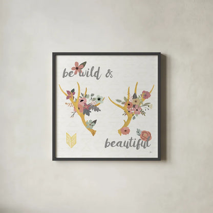 Boho Beauty I Pastel by Jess Aiken. Shown in a sleek black glass frame for a contemporary gallery look. Available as an archival giclee rolled canvas, fine art paper, or poster print. SKU 49907a.