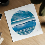 By the Sea Circle by Jess Aiken. Shown as a detailed flat fine art print, highlighting archival giclee quality. Available as an archival giclee rolled canvas, fine art paper, or poster print. SKU 53951a.