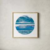 By the Sea Circle by Jess Aiken. Shown in a natural wood glass frame for a timeless modern aesthetic. Available as an archival giclee rolled canvas, fine art paper, or poster print. SKU 53951a.