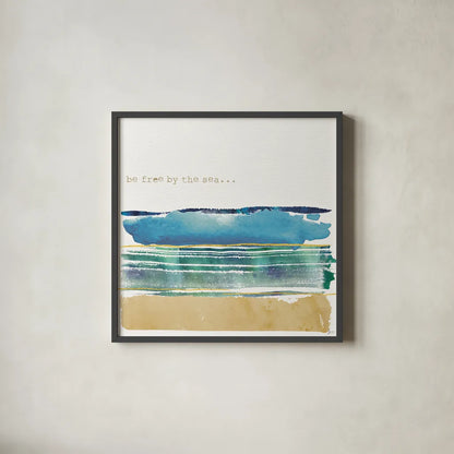 By the Sea I by Jess Aiken. Shown in a sleek black glass frame for a contemporary gallery look. Available as an archival giclee rolled canvas, fine art paper, or poster print. SKU 21091a.