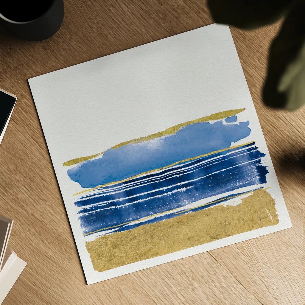 By the Sea I Blue by Jess Aiken. Shown as a detailed flat fine art print, highlighting archival giclee quality. Available as an archival giclee rolled canvas, fine art paper, or poster print. SKU 93884a.