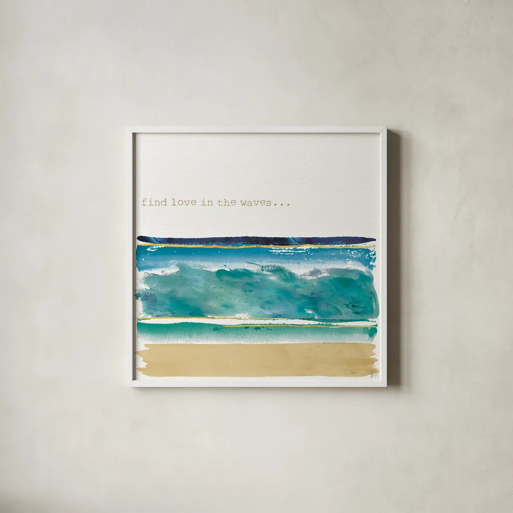 By the Sea II by Jess Aiken. Shown in a crisp white glass frame for a clean and minimalist style. Available as an archival giclee rolled canvas, fine art paper, or poster print. SKU 21092a.