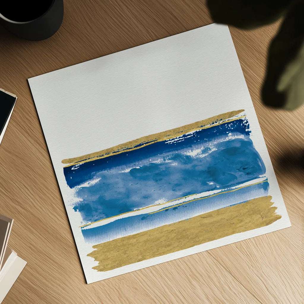 By the Sea II Blue by Jess Aiken. Shown as a detailed flat fine art print, highlighting archival giclee quality. Available as an archival giclee rolled canvas, fine art paper, or poster print. SKU 93885a.