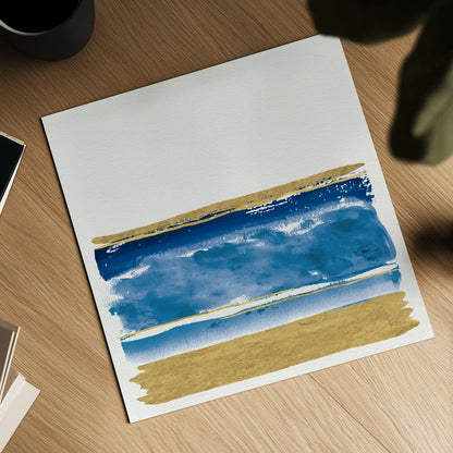 By the Sea II Blue by Jess Aiken. Shown as a detailed flat fine art print, highlighting archival giclee quality. Available as an archival giclee rolled canvas, fine art paper, or poster print. SKU 93885a.