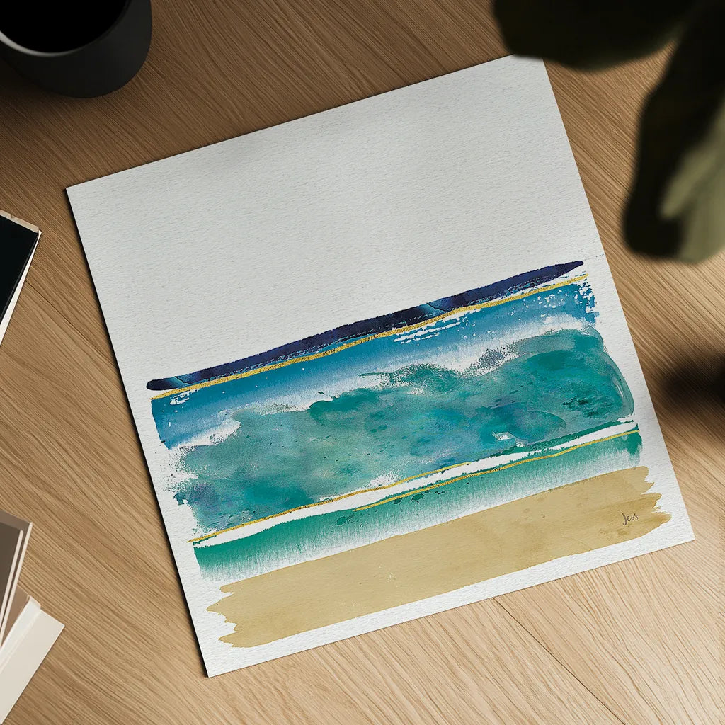 By the Sea II no Words by Jess Aiken. Shown as a detailed flat fine art print, highlighting archival giclee quality. Available as an archival giclee rolled canvas, fine art paper, or poster print. SKU 21206a.