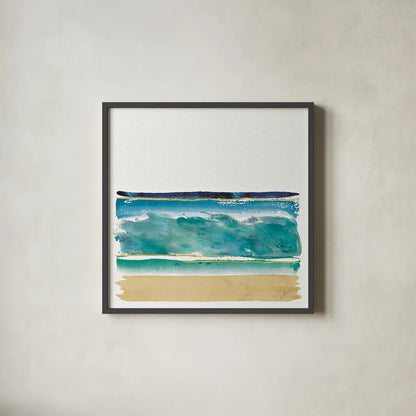 By the Sea II no Words by Jess Aiken. Shown in a sleek black glass frame for a contemporary gallery look. Available as an archival giclee rolled canvas, fine art paper, or poster print. SKU 21206a.