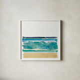 By the Sea II no Words by Jess Aiken. Shown in a crisp white glass frame for a clean and minimalist style. Available as an archival giclee rolled canvas, fine art paper, or poster print. SKU 21206a.