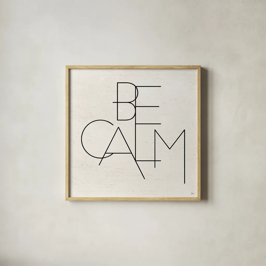 Calm I by Jess Aiken. Shown in a natural wood glass frame for a timeless modern aesthetic. Available as an archival giclee rolled canvas, fine art paper, or poster print. SKU 67531a.