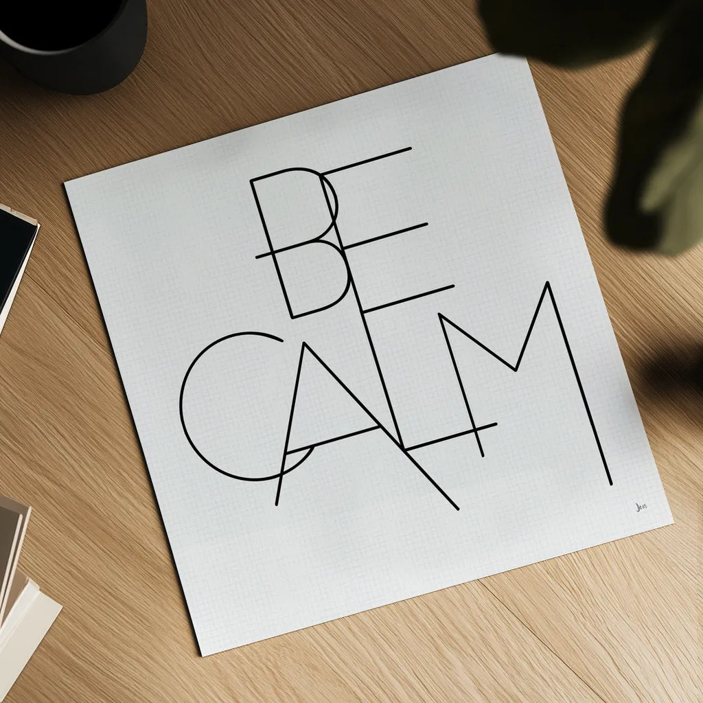 Calm I White by Jess Aiken. Shown as a detailed flat fine art print, highlighting archival giclee quality. Available as an archival giclee rolled canvas, fine art paper, or poster print. SKU 68936a.