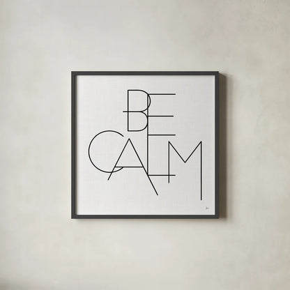 Calm I White by Jess Aiken. Shown in a sleek black glass frame for a contemporary gallery look. Available as an archival giclee rolled canvas, fine art paper, or poster print. SKU 68936a.