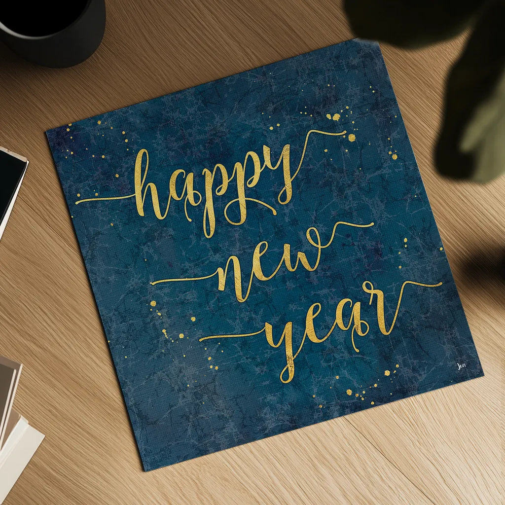 Coastal Lace Happy New Year by Jess Aiken. Shown as a detailed flat fine art print, highlighting archival giclee quality. Available as an archival giclee rolled canvas, fine art paper, or poster print. SKU 39393a.