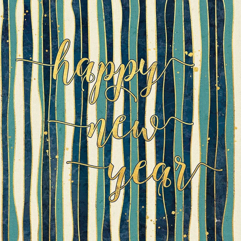 Coastal Lace Happy New Year Stripes by Jess Aiken. SKU 39394a. Archival Giclee Fine art print for wall decor.