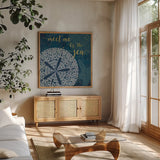 Coastal Lace I by Jess Aiken. Shown in a natural wood frame in a cozy modern living room. Available as an archival giclee rolled canvas, fine art paper, or poster print. SKU 22552a.
