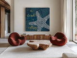 Coastal Lace II by Jess Aiken. Shown as extra-large giant wall art in a modern living room. Available as an archival giclee rolled canvas, fine art paper, or poster print. SKU 22553a.