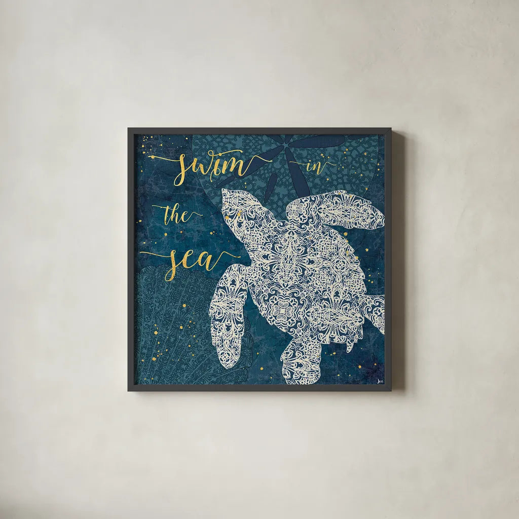 Coastal Lace VI by Jess Aiken. Shown in a sleek black glass frame for a contemporary gallery look. Available as an archival giclee rolled canvas, fine art paper, or poster print. SKU 22557a.