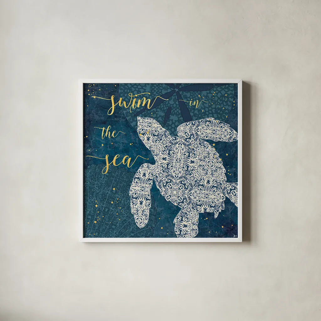 Coastal Lace VI by Jess Aiken. Shown in a crisp white glass frame for a clean and minimalist style. Available as an archival giclee rolled canvas, fine art paper, or poster print. SKU 22557a.