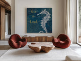 Coastal Lace VII by Jess Aiken. Shown as extra-large giant wall art in a modern living room. Available as an archival giclee rolled canvas, fine art paper, or poster print. SKU 22558a.