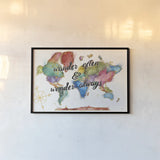 Colorful World I by Jess Aiken. shown as a paper print in a black flame. Available as a archival giclee rolled canvas, fine art paper, or poster print. SKU 28769i.