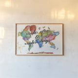 Colorful World I by Jess Aiken. shown as a paper print in a natural frame. Available as a archival giclee rolled canvas, fine art paper, or poster print. SKU 28769i.