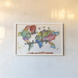Colorful World I by Jess Aiken. shown as a paper print in a white frame. Available as a archival giclee rolled canvas, fine art paper, or poster print. SKU 28769i.
