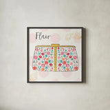 Fashion Blooms I by Jess Aiken. Shown in a sleek black glass frame for a contemporary gallery look. Available as an archival giclee rolled canvas, fine art paper, or poster print. SKU 25997a.