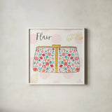 Fashion Blooms I by Jess Aiken. Shown in a crisp white glass frame for a clean and minimalist style. Available as an archival giclee rolled canvas, fine art paper, or poster print. SKU 25997a.
