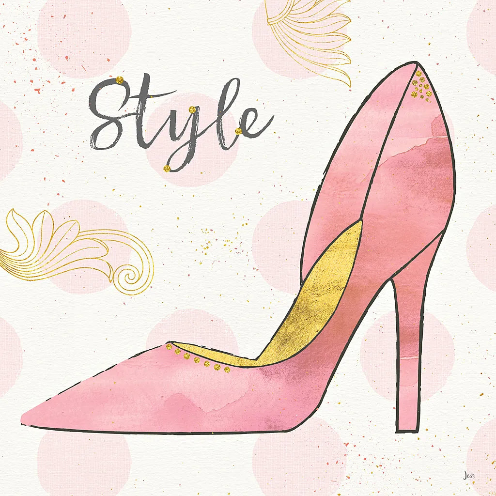 Fashion Blooms I Pink by Jess Aiken. SKU 45813a. Archival Giclee Fine art print for wall decor.