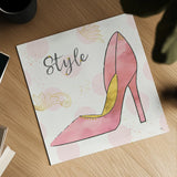 Fashion Blooms I Pink by Jess Aiken. Shown as a detailed flat fine art print, highlighting archival giclee quality. Available as an archival giclee rolled canvas, fine art paper, or poster print. SKU 45813a.